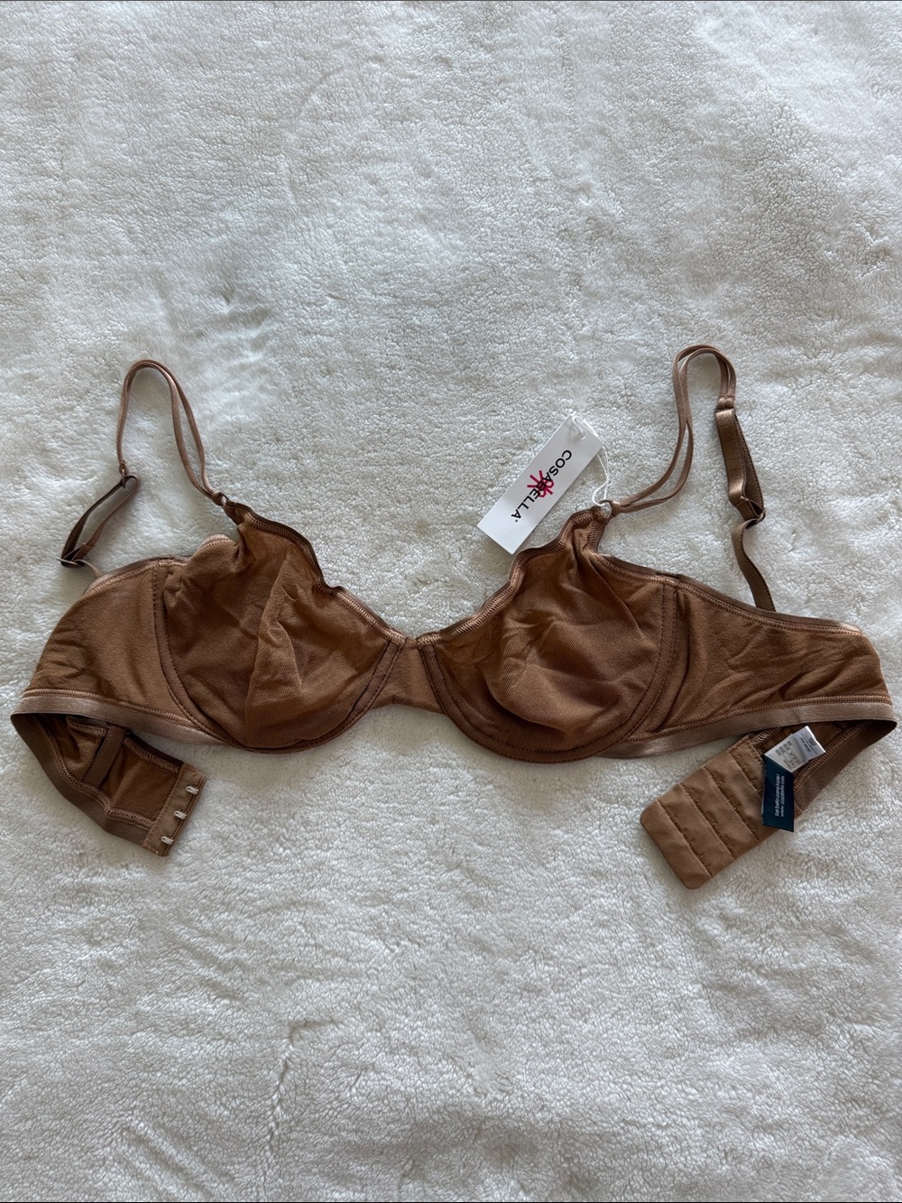 NWT Cosabella Soire Confidence Mesh Underwire Bra Brown Sheer